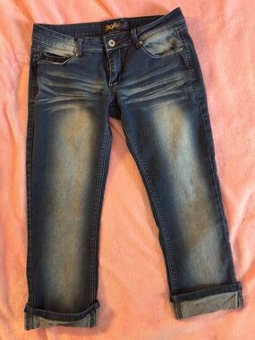 Vintage Angels Y2K Dark Acid Wash Low Rise Cuffed Denim Jean Capris Size 9